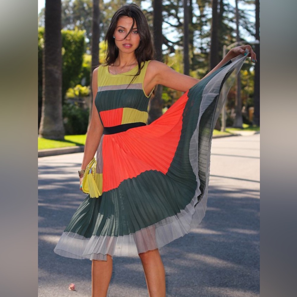BCBGMaxAzria Colorful Pleated Women's Dress Size XS